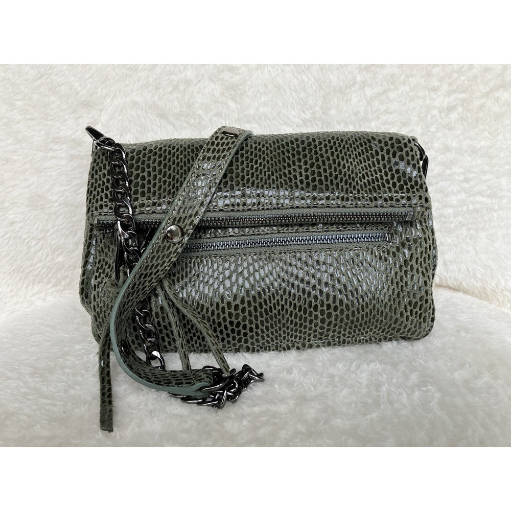 Sorial Snakeskin Embossed Leather Crossbody In Green